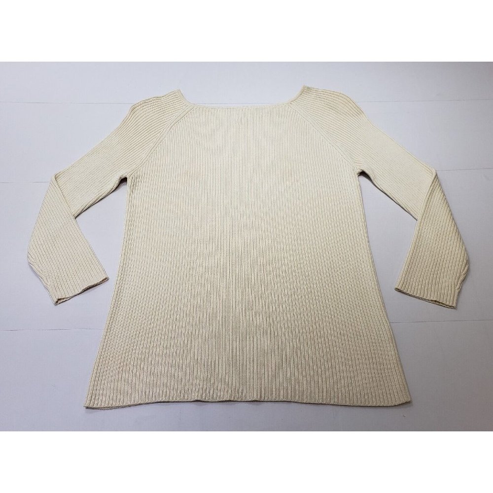 Tyler Boe Womens Sweater Long Sleeve Raglan Round Neck Rib Knit Cream/Beige S